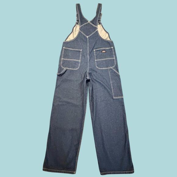 Genuine Dickies Denim Bib Overalls Mens Medium MR Blue Workwear Festival - Picture 4 of 15